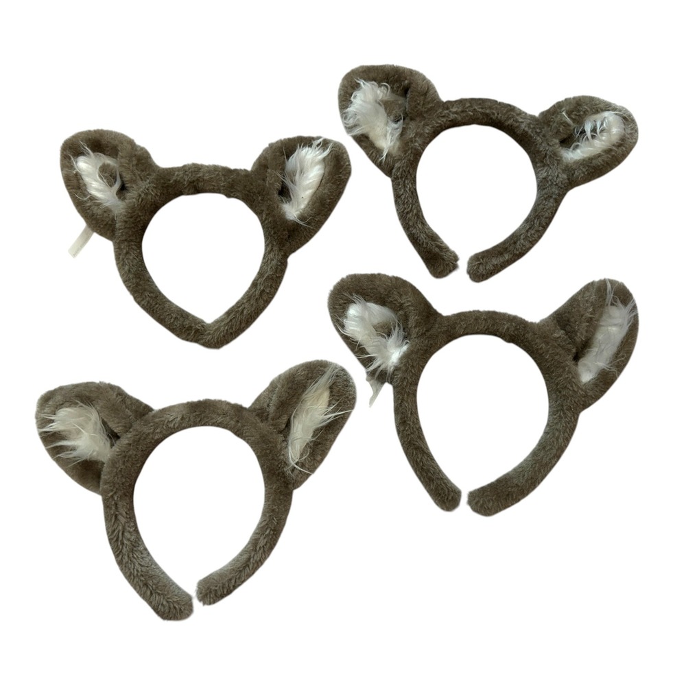 Great Wolf Lodge Wolf Ears Headband Lot of 4 Brown‎ Faux Fur Plush Costume Furry